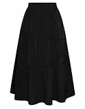 Belle Poque Damen Gestaffelt Swing Rock Elastisch Hohe Taille A-Linie Ausgestellt mit Taschen Sommer Strand Urlaub Rock XL
