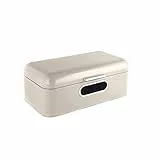 Echtwerk stilvoller Brotkasten, Retro-Brotbox aus Metall mit Sichtfenster, Platzsparende Aufbewahrungsbox, Creme, 42,5 x 23,8 x 17 cm
