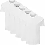 Charles Wilson 5er Packung Einfarbige T-Shirts mit Rundhalsausschnitt (Large, Plain White)