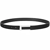 SUOSDEY Schmaler Gürtel für Damen, Dünner Ledergürtel Mode Taillengürtel für Kleid Jeans mit Silberschnalle schwarz