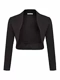 DANAEST Damen Langarm Bolero Festlich Strickjacke (700), Grösse:S, Farbe:Schwarz