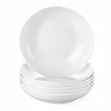 LOVECASA, SWEET Serie Suppenteller Suppenteller aus Porzellan, 6-teilig, 21 cm, 550 ml, Teller Farbe Pure-Weiß