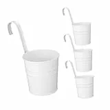 Cabilock 4 Stück Hängender Blumentopf Vintage Pflanzkübel Pflanztopf zum Hängen Übertopf mit Haken für Garten Balkon Dekoration Wanddeko Weiß
