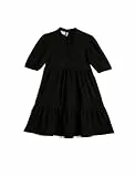 Koton Girls Midi Dress Stand-Up Neck Short Sleeve Button Detail Tiered
