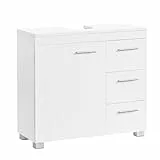 VASAGLE Waschbeckenunterschrank, Badezimmerschrank, 3 große Schubladen, 30 x 70 x 64 cm, Badschrank, 2 Fächer hinter der Tür, Badezimmer-Unterschrank mit Füßen, wolkenweiß BBK503W10