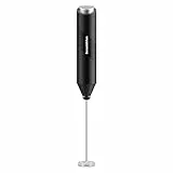 Bonsenkitchen Elektrische Milchaufschäumer, Handheld Milchschäumer Stab für Kaffee, Geschenkschaumbereiter für Kaffeeliebhaber, Latte Macchiato, Cappuccino, batteriebetrieben, Kaffeemixstab-Schwarz
