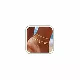 Fußkettchen für Damen Silber 925/Gold Fussketten für Frauen Wasserfest Doppelte Herz Perlen Plättchen Twist Infinity Fußkette Boho Verstellbare Layered Sommer Strand Fußschmuck für Teenager Mädchen