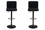 Home4You Barhocker 2er Set - Schwarz - Webstoff - Metallgestell - Höhenverstellbar - Barstuhl Tresenhocker