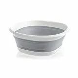 UESDU Faltbare runde Spülschüssel, 5 l, Mehrzweck, faltbar, Reisen, Camping, Wandern, Wohnwagen, tragbar, Grau, Polypropylen + Thermoplastisches Gummi