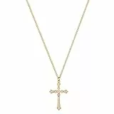 Jenosy Kette Damen Gold Kreuz Kette mit Zirconia Personalisierte Kette mit Kreuz Zarte Halskette mit Kreuz Anhänger Damen Hypoallergene 18K Vergoldete Kette Modeschmuck für Frauen und Mädchen