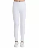 Auranso Leggings Mädchen Sport Baumwolle Kinder Hosen Lange Blickdicht 140-146 Weiß
