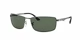 Ray-Ban Unisex Rb 3498 Sonnenbrille, Grau (Gestell: Gunmetal, Gläser: Grün Klassisch 004/71), X-Large (Herstellergröße: 61)