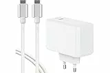 Bigben Ladegerät für Haus, 65 W, Power Delivery GaN + USB C/USB C Kabel, Weiß