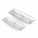 MALACASA, Serie Blance, 2 teilig Set Marmor Porzellan Eckig Speisefächern rechteckige Platte Servierplatte Flacher Teller Speiseteller 12,25/10 Zoll