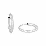 Amor Creolen 925 Sterling Silber Damen Ohrschmuck, 1,3 cm, Silber, Kommt in Schmuck Geschenk Box, 9061297