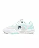 Wilson Courtglide Damen-Tennisschuhe, Ideale Passform, Luftiger Komfort, Zuverlässiger Grip, Stoßdämpfung, Farbe: Weiß/Silber, Größe: 7