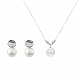 Huacan Schmuckset Sterling Silber 925 Damen Ohrringe mit Perle Anhänger Halskette mit Perlen Schmuck Set Geschenk für Frauen Mädchen