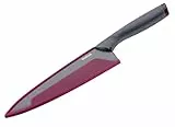 Tefal K12202 Fresh Kitchen Kochmesser 20 cm | Klinge aus Edelstahl mit titanverstärkter Antihaftbeschichtung | ergonomischer Griff | inkl. farbiger Schutzhülle | spülmaschinenfest | Schwarz/Dunkelrot