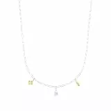 Amor Kette mit Anhänger 925 Sterling Silber Damen Halsschmuck, mit Glas, 42+3 cm, Grau, Kommt in Schmuck Geschenk Box, 2039275