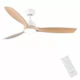 CJOY Deckenventilator mit Beleuchtung, 132cm Deckenventilator mit Licht Leise, 6 Geschwindigkeiten, Umkehrbar, Timer, Speicher 3CCT, Dimmbar, Holz Deckenventilatoren für Schlafzimmer/Wohnzimmer/Küche