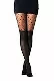 Generisch 1663 Damen Strumpfhose in Overknee Look 40/120 DEN mit Punkten Schwarz