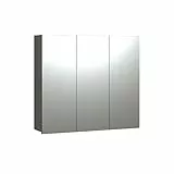 trendteam smart living - PureBliss - Spiegelschrank - Anthrazit/Evoke Eiche - Rillenoptik - 9 Fächern + 6 Einlegeböden - (BxHxT) 90 x 80 x 20cm - mittlere Tür Links und rechts montierbar