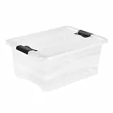 keeeper Aufbewahrungsbox mit Deckel und Schiebeverschluss, 39,5 x 29,5 x 17,5 cm, 12 l, Cornelia, Transparent