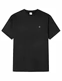 SPRINGFIELD Herren Basic Ss T-Shirt with Tree Embroidery Besticktes, Schwarz, M