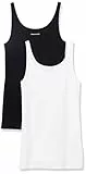 Amazon Essentials Damen Schmal geschnittenes Tanktop mit dünnem Trägern, 2er-Pack, Schwarz/Weiß, L