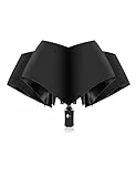 XIXVON Schirm SE (8 Speichen, Schwarz) | LSF 50+ 99% UV-Schutz, leicht, automatisch, winddicht, tragbar für unterwegs | kompakter Taschenschirm
