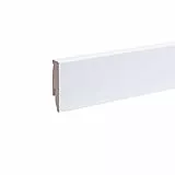 Leiste24 Dekor-Sockelleiste 60mm Weiß I Fußleiste 60 mm Höhe I stabiles MDF mit Dekor in weiß I Länge 2.600 mm I Bodenleiste mit integriertem Kabelkanal + Clipfräsung