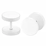 Flongo Ohrstecker, 10mm Edelstahl Ohrstecker Gestüt Stecker Ohrringe Ohrhänger Tunnel Illusion verjüngt Cheater Faux Fake Ohrstecker Weiß Charm Charme Herren, Damen Ohrschmuck