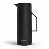 LARS NYSØM Thermo-Kaffeekaraffe | Isolierte Thermoskanne, Premium Kaffeekanne & Teekanne Thermo, 12 Stunden heiß & 24 Stunden kalt, Isolierkanne aus Kunststoff mit Glaskolben (Carbon Black, 1000ml)