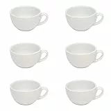 Gastro Spirit - 6er Cappuccino-Tassen Set - Weiß, 200 ml, Porzellan, dickwandig, spülmaschinenfest, italienisches Design - 6-teiliges Kaffee-Tassen Set