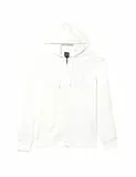 Armani Exchange Men's The Grid, Sustainable, Logo Tape Hooded Sweatshirt Off White,XS