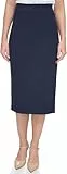 Tommy Hilfiger Damen-Midi-Rock Ponte, Mitternacht/Ausflug, einfarbig (Midnight//Getaway Solids), 46
