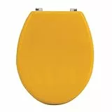 MSV WC Sitz Toilettendeckel MDF Holzkern „Safran Gelb“ Scharniere aus Edelstahl - hochwertige und stabile Qualität