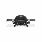 Weber Q 1200N Gasgrill mit Seitentischen/Kompakter Grill, Porzellanemaillierte Grillroste aus Gusseisen, Integriertes Deckelthermometer, Hochleistungsbrenner, 1290 cm² Grillfläche, Midnight Black