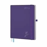 FEKSINO Kalender 2026 Wochenplaner,12-Monate Buchkalender (Jan.2026-Dez.2026) Terminplaner A5(21.3 x14.6 cm) 1 Woche 2 Seiten,100GSM Papier Planer mit Softcover - Lila