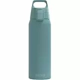 SIGG - Isolierte Trinkflasche - Thermosflasche Shield Therm One Morning Blue kohlensäurehaltige Getränke - Auslaufsicher - Spülmaschinenfest - BPA-frei - 90% recycelter Edelstahl - Graublau - 0,75L