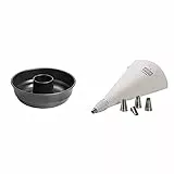 ORIGINAL KAISER Classic Frankfurter Kranzform 26 cm, Backform antihaftbeschichtet & La Forme Plus Spritzbeutel Set 7-teilig, wiederverwendbarer Spritzbeutel groß mit Tüllen, Weiß/Silber, 1 - Pack