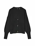 VERO MODA Damen Vmlea Ls V-Hals Manchet Cardigan Noos Strickjacke, Schwarz, M EU