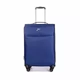 Stratic Light + Koffer Weichschale Reisekoffer Trolley Rollkoffer mittelgroß, TSA Kofferschloss, 4 Rollen, Erweiterbar, Größe M, Blau