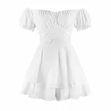IBTOM CASTLE Frauen Boho Strampler Schulterfrei Rüschen Chiffon Shorts Minikleid Blumendruck Einteiler Casual Trägerloser Jumpsuit Doppelschicht Rüschen Saum Playsuits Strand Sommer Kleider Overall