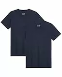 DANISH ENDURANCE Kurzarm Herren T Shirt aus Modal & Bio-Baumwolle, Rundhals-Ausschnitt, 1er, 2er oder 4er Pack, Dunkles Marineblau, L
