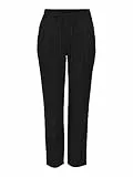 VERO MODA Damen Legere Leinen Stoffhose Casual Schlupfhose Lockere Ankle Pants, Farben:Schwarz, Größe:S