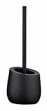 WENKO WC-Garnitur Mod. Badi Elegante Schwarze Keramik Matte Oberfläche inklusive Silikon WC-Bürste mit Antihaft Wirkung Maße 40 x 20 x 10 cm