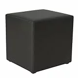 Extrasen Hocker Wohnzimmer Sitzhocker - Quadratisch 40 x 40 cm - Sofahocker - Öko-Leder - Schwarz