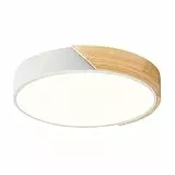 Qamra Deckenlampe, LED Deckenleuchte 30cm, Wohnzimmerlampe Weiß, Moderne Lampe Holz für Wohnzimmer Schlafzimmer Küche Flur 4000K