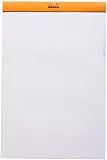 Rhodia 19000C - Notizblock (geheftet, mikroperforiert, DIN A4+, blanko, 80 g, 21 x 31,8 cm, 80 Blatt) 1 Stück, orange